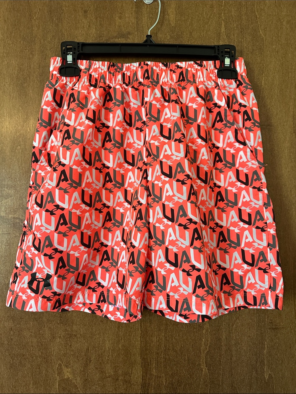 NWOT Under Armour Coral, Black, and Gray Camo Kid’s Athletic Shorts